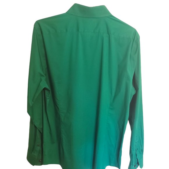 Express Fitted 1MX Button Up Long Sleeve Shirt Men's Size XL - Green - Picture 2 of 5